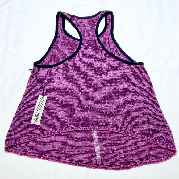 Vans Active Tank Top Women Medium Pink Black Stripes Skater Beach New with Tags - Picture 2 of 5
